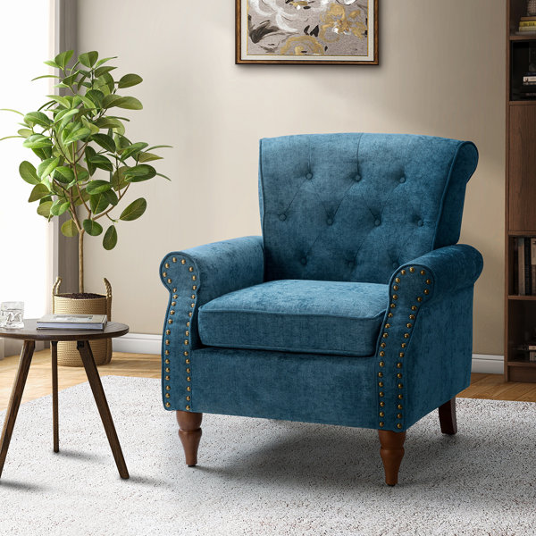 Blue tufted clearance armchair